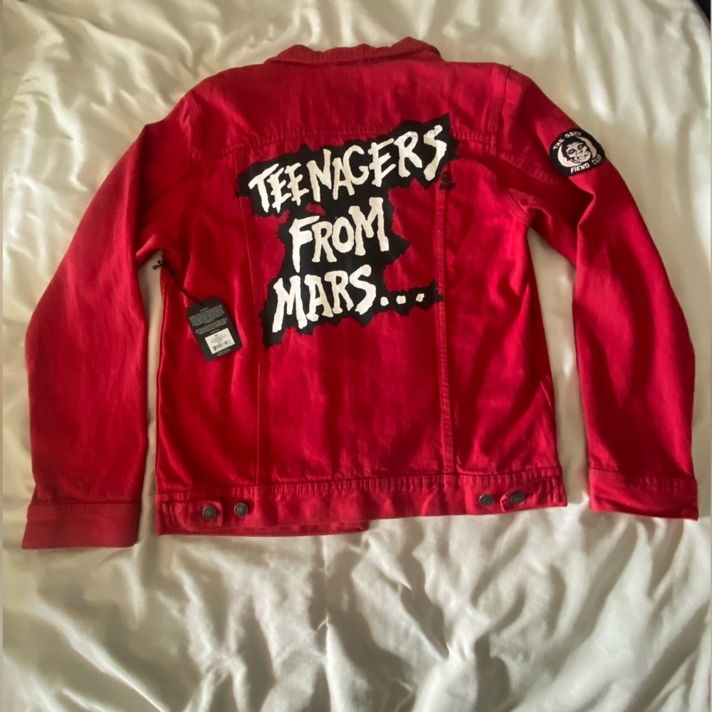 Obey Misfits Collab Red Denim Jacket BRAND NEW